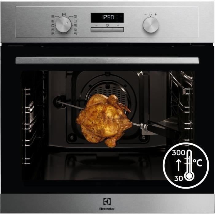 Four Encastrable Pyrolyse ELECTROLUX EOF4P02X - Tournebroche - A+ - Chaleur pulsée - 72 L - Porte Froide - 60 cm