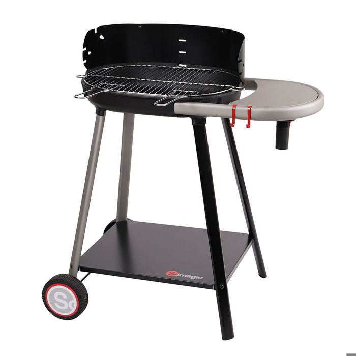 Barbecue à charbon de bois avec tablette intégrée Noir 85x54x89 cm