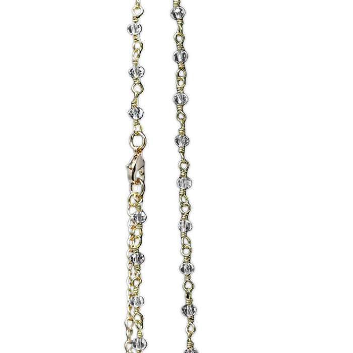 Chaîne perlée plaquée or / blanc 114cm Or