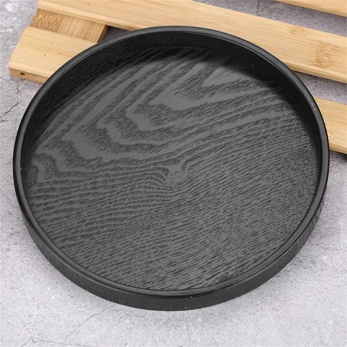 Plateau à thé, forme ronde, en bois massif, pour thé, café, collation, repas, restaurant, 30 cm