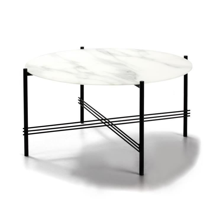 Kevin Table De Salon Verre Marbre Blanc Et Noir O 84 X H 43 Cm Achat Vente Table Basse Kevin Table De Salon Cdiscount