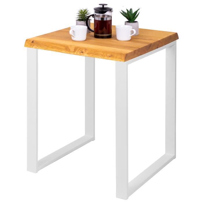 lamo manufaktur table de bar cuisine - table haute industrielle - table haute en bois - 60x60x76 cm - blanc - modern - rustique