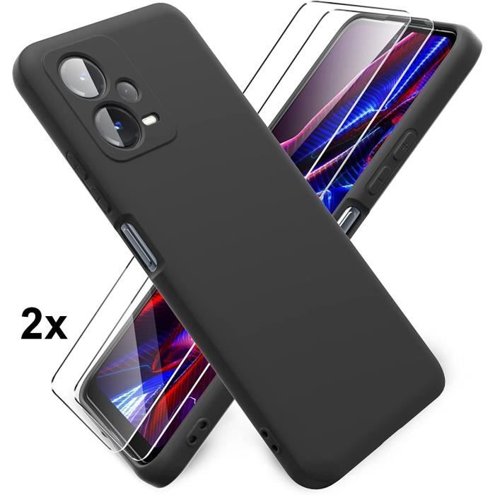 Coque Silicone Noir + Verre Trempé Pour Poco X5 Pro 5G - Pack Protection Little Boutik