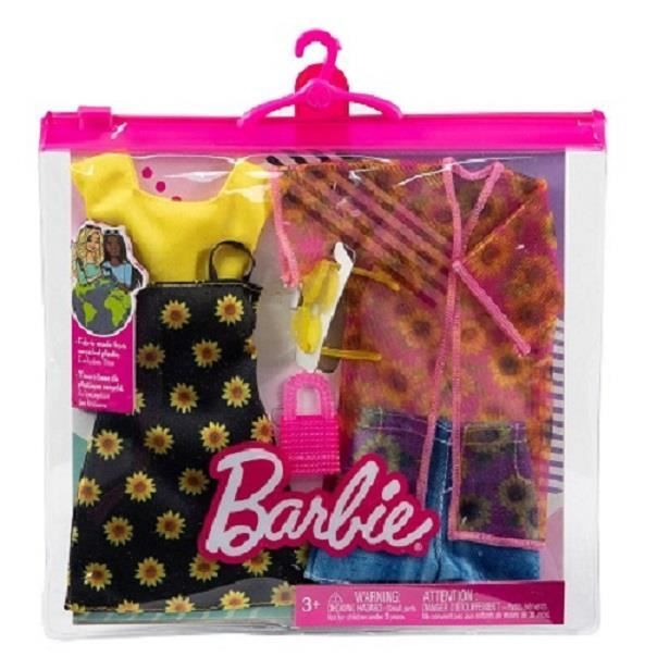 Barbie Fashion pack - HBV71 - Ensemble tenues de vêtements pour poupée Barbie - short, top, robe, sac, chemisier et lunette