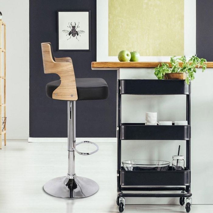 Lot de 2 chaises de bar Russel Chêne Clair & Noir  Cdiscount Maison