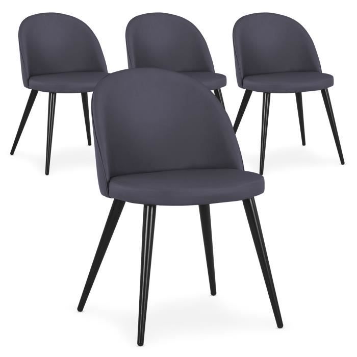 chaises de salle à manger - menzzo - lot de 4 maury simili p.u. gris - contemporain - design - métal