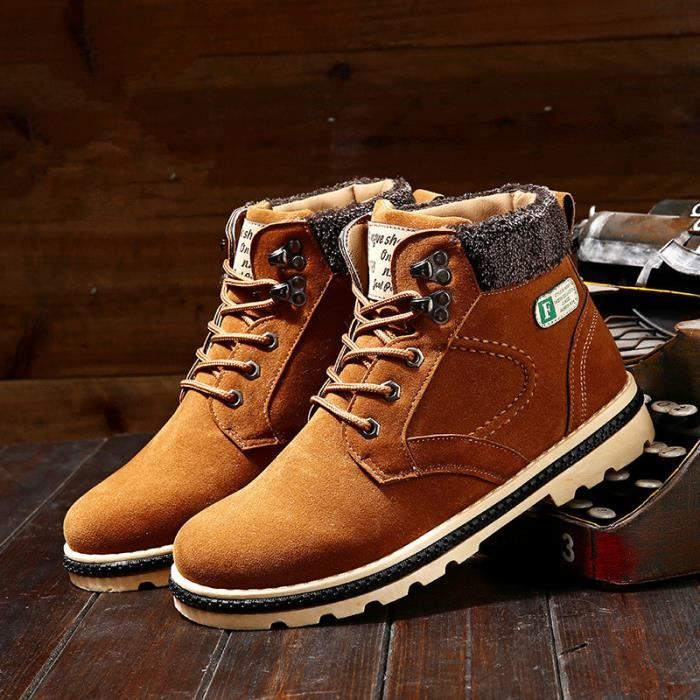 Haut-top chaussures homme bottes d'hiver de fourrure hiver ...