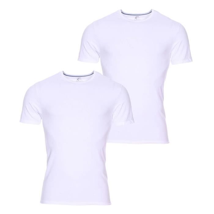 Lot de 2 tee-shirts col rond Dim X-temp en coton stretch blanc