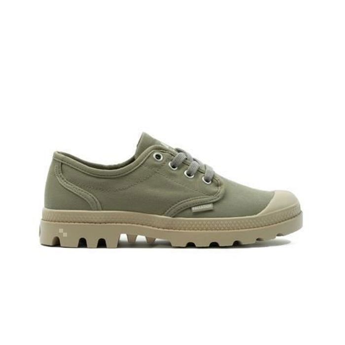 Baskets femme PALLADIUM Pampa Oxford Vert Lacets Plat