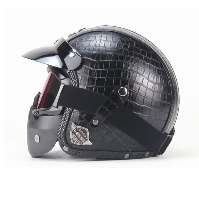 Lunettes De Protection Moto HCMAX Avec Masque Facial Détachable - Style Harley - Anti-buée, Coupe-vent - Protection UV Et Anti-poussière - 3