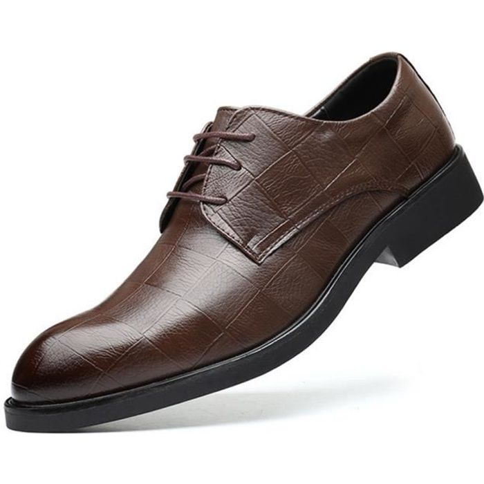 Derbies Hommes Angleterre Faux Cuir PU Pointues Lacets Caoutchouc Petite Grande Tailles 37 Marron marron Cdiscount Chaussures