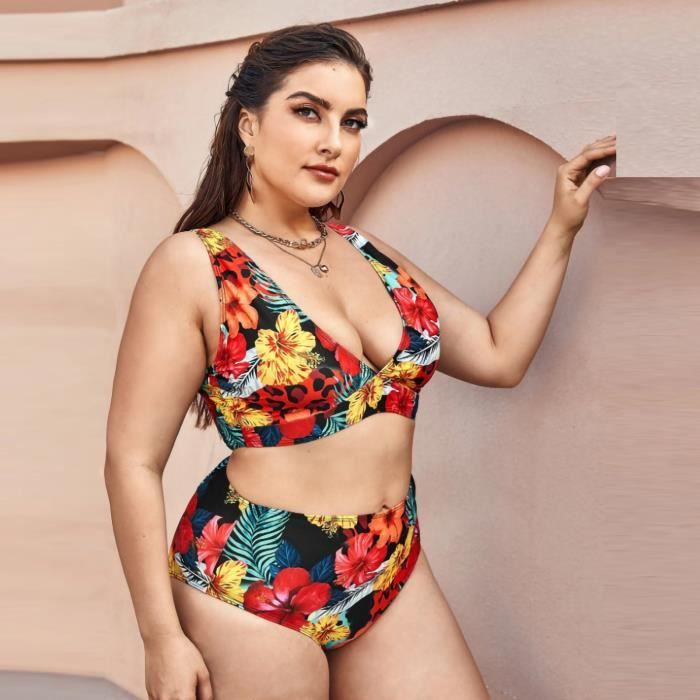 MAILLOT DE BAIN de bain controle du ventre fronce grande taille pour femmes plus Bikini Multicolor Multicolor Cdiscount Pret a Porter