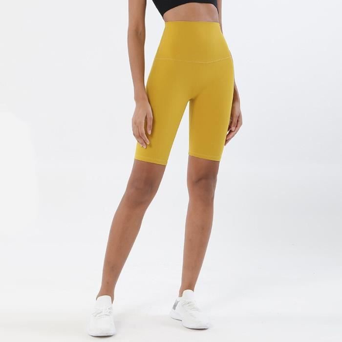 Pantalon 3/4 Sport Femme Taille Haute Avec Poches - Legging Fitness Opaque Gym Yoga Running