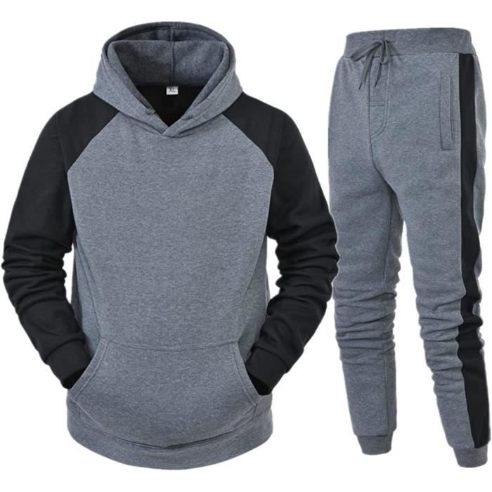 Ensemble jogging gris homme sales
