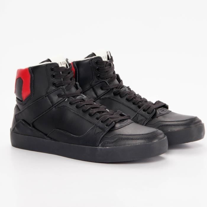 Basket Guess Homme Sneaker red classic Noir cuir Authentique
