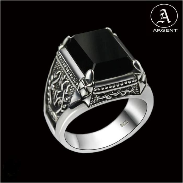 Bague homme best sale pierre noire