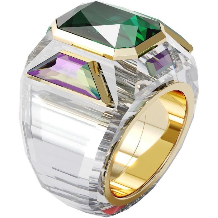 Bague Swarovski Chroma Cristal Plaque or Argent