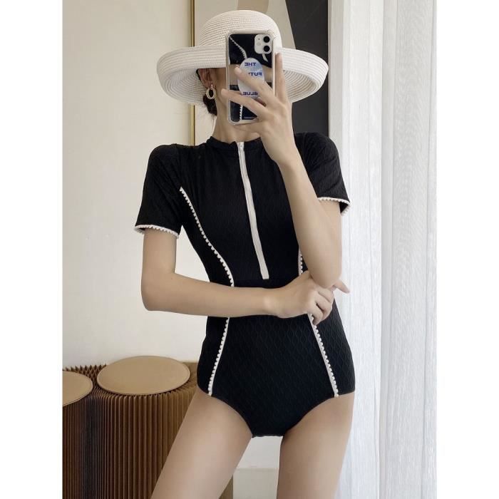 MAILLOT DE BAIN Split Sport maillot de bain femme taille haute ventre visiblement mince a manches courtes shorts flat Corner Student Noir Cdiscount Pret a Porter