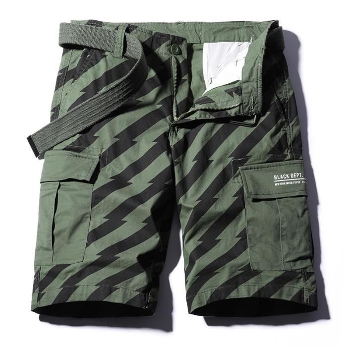 Bermuda Homme Cargo Multi-Poches - 100% Coton, Sans Ceinture, Coupe Lâche