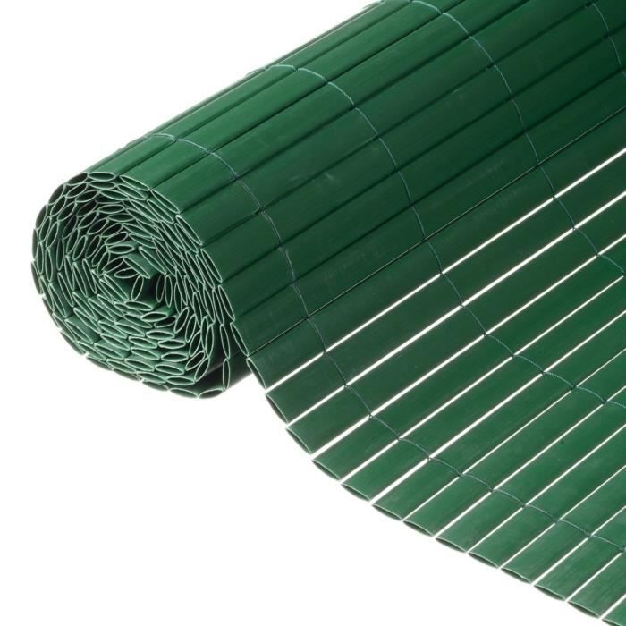 Canisse double face PVC vert foncé - NATURE - 1 x 3 m - 100% occultant - 1500 g/m²
