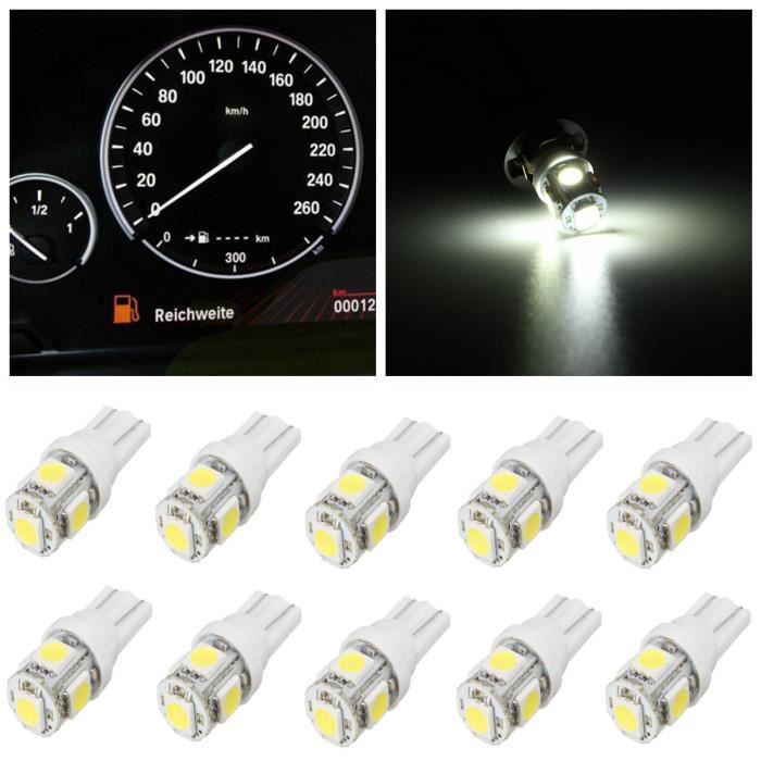 Lot 10 Ampoules LED T10 194 6V Blanc Chaud – 168 2825 W5W Pour Intérieur Voiture Tableau De Bord Coffre Plafonnier