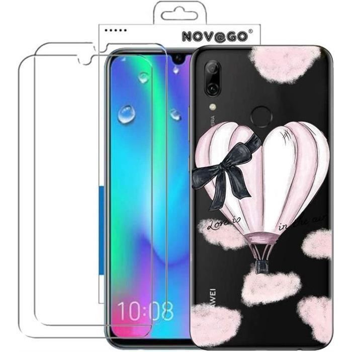 Coque et 2 films HUAWEI P Smart 2019 Gel TPU souple Verre trempé 9H Protection anti chocs