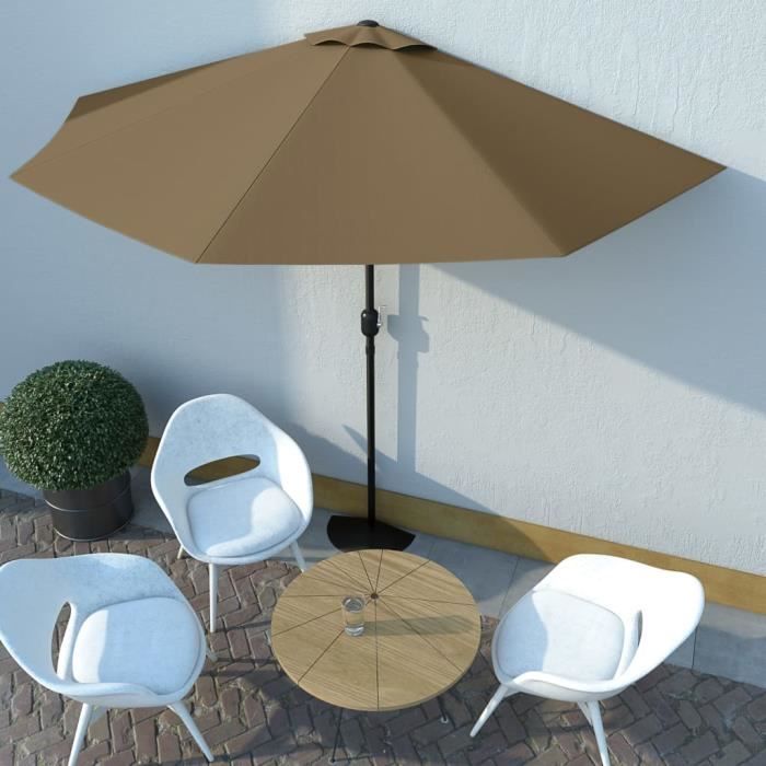 magnifique parasol de jardin terrasse impermeable de balcon avec mat en aluminium taupe 300x150 cm demi cdiscount jardin