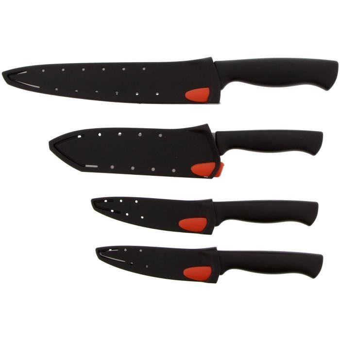 PRADEL EXCELLENCE Shark coffret de 4 couteaux de cuisine avec étui aiguiseur - Acier inoxydable
