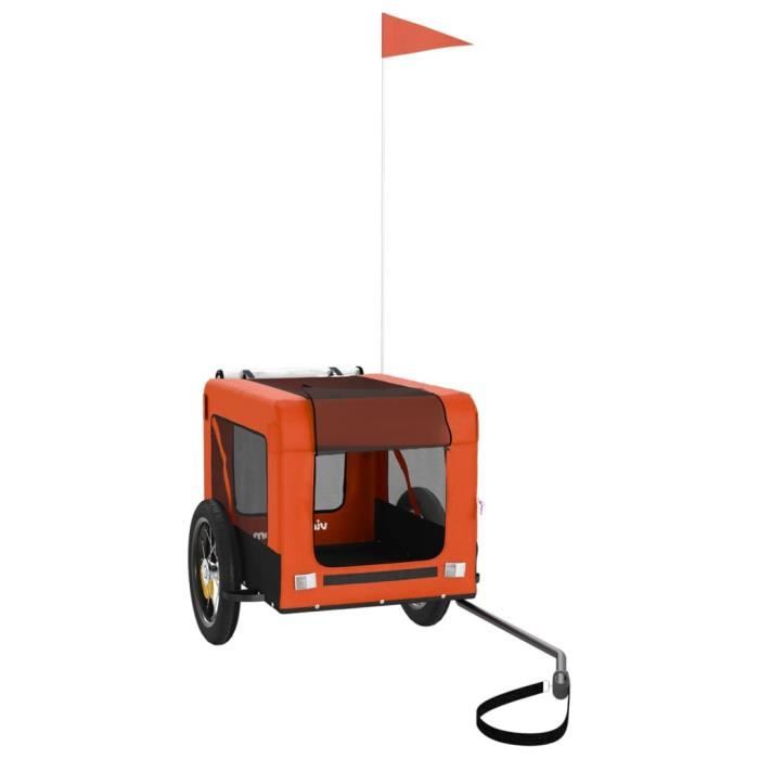 Pwshymi-Remorque de vélo pour animaux de compagnie orange et noir-DX1044