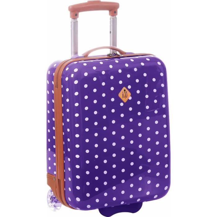 valise cabine violette à pois 32,0 (l) x 45,0 (h) x 19,0 (e) cm violet