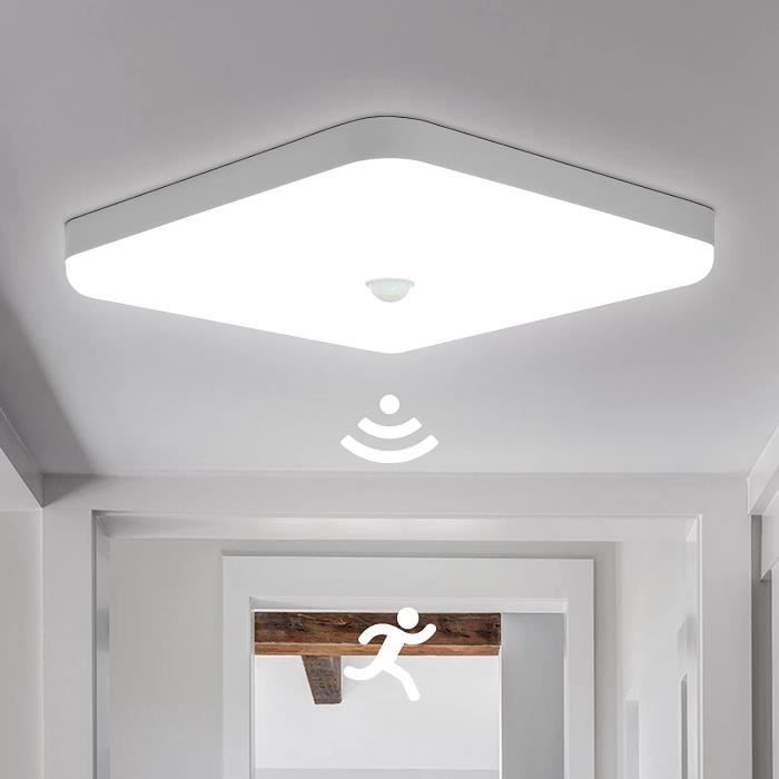 Plafonnier LED 24W Avec Détecteur Mouvement 30CM - 3000K-6000K Détecteur Crépusculaire Couloir