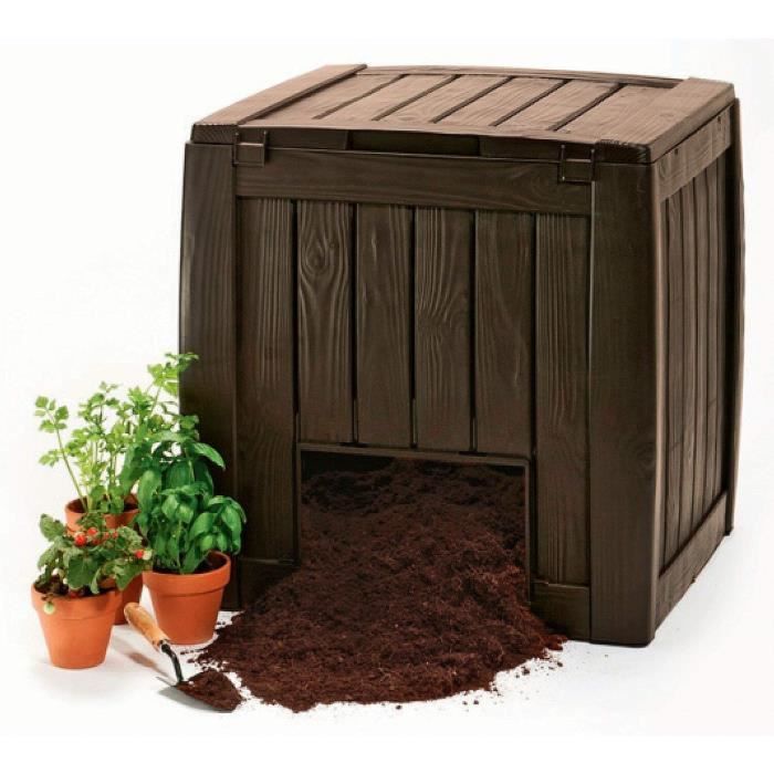 Keter Deco Composteur 340L avec Base Composter Marron31 - Cdiscount Jardin