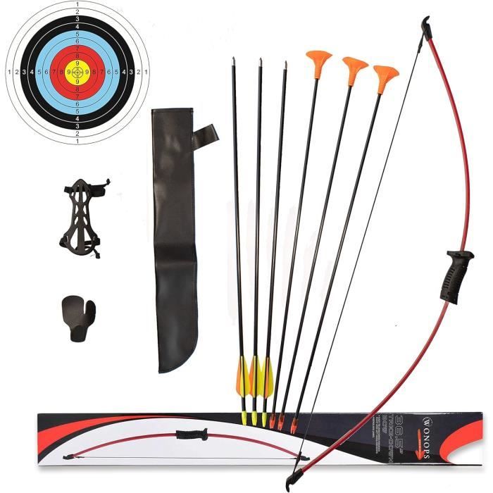 Kit D'arc Et Flèches Lumineux VEVOR Pour Enfants - Avec Cible, 10 Flèches à Ventouses, Carquois - Jeu D'extérieur