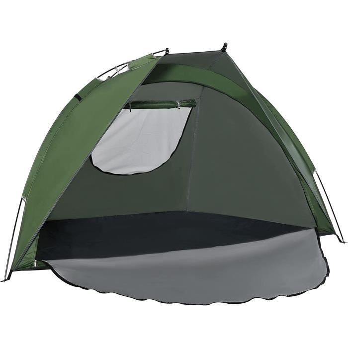 Tente De Camping Portable 1 Personne - Abri Plage Vert Armée - Sac De Couchage Inclus ?