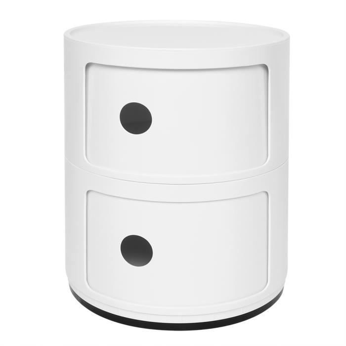Table de chevet - SURENHAP - Blanc - 2 tiroirs - Plastique - Design contemporain