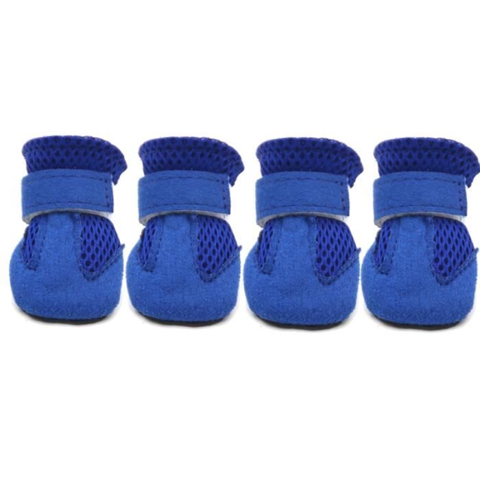 Comparer les prix de Chaussure pour petit Chien Bottes Respirantes Marche Chausson chiot animaux de compagnie protection pattes antidérapante Bleu L