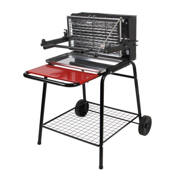 raymond barbecue a charbon de bois avec cuve en fonte acier pour cuisson verticale sur chariot cdiscount jardin