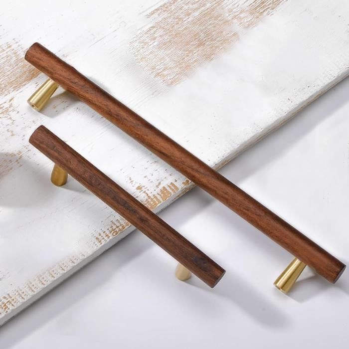 Poignées En Bois Pour Meubles - Style Moderne Noir Et Bronze - Pour Portes Et Tiroirs De Cuisine - 128 Mm Et 160 Mm