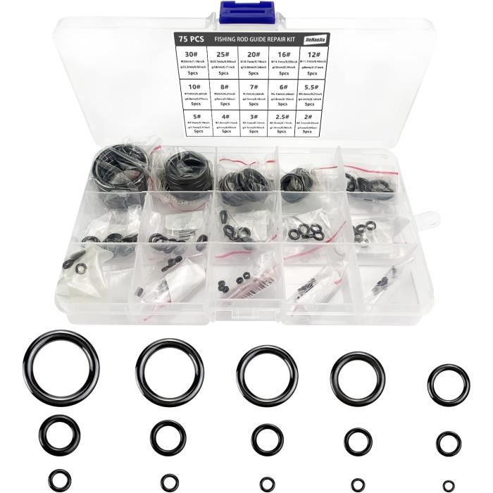 Kit de réparation de canne à pêche 75 pièces en 8 tailles