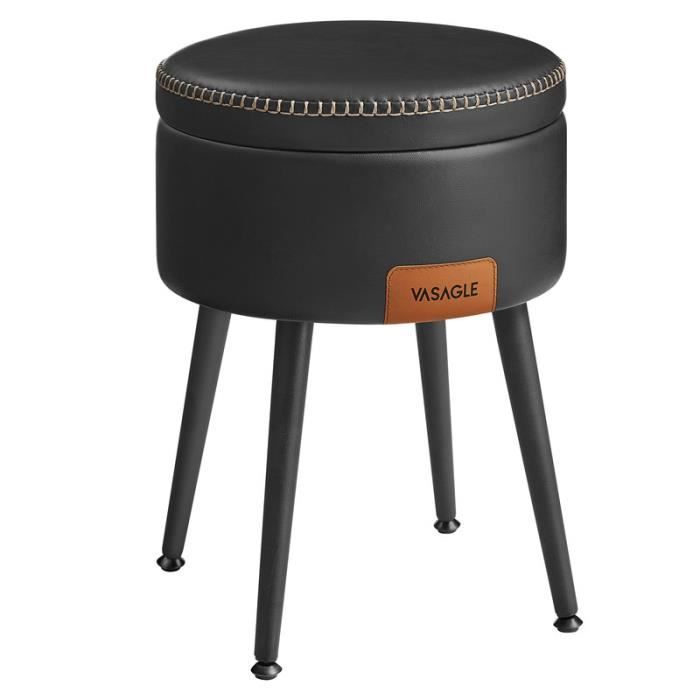 Pouf de Rangement - VASAGLE - Moderne Mi-siècle - Noir dencre - Capacité 150 kg
