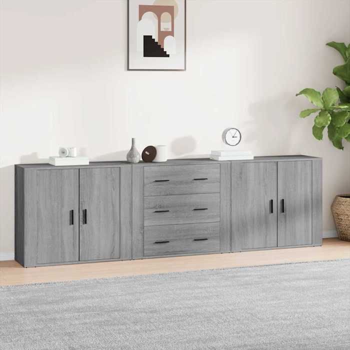 vidaXL Buffets 3 pcs Sonoma gris Bois dingénierie 3185405