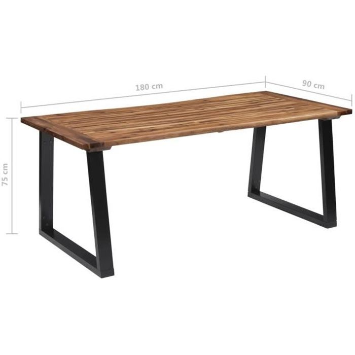 Table de salle à manger - VINGVO - Bois dacacia massif - Style industriel - 6 places