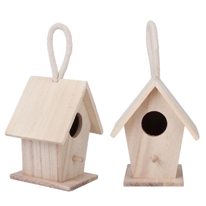 Lot de 2 nichoirs à oiseaux - Kit de bricolage en bois - Maison d'oiseaux à peindre pour - Kit de bricolage pour filles - Nichoir suspendu - Jardin - Fête d'anniversaire