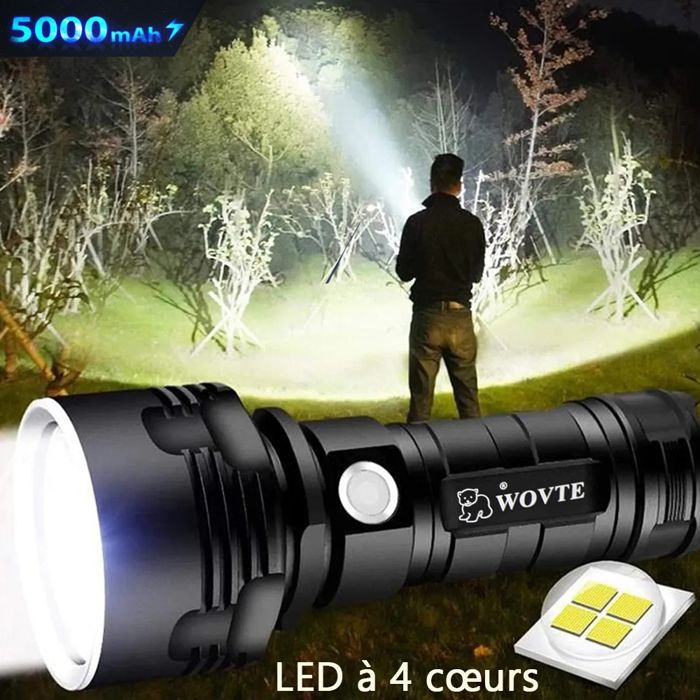 Lampe de Poche 30000100000 Lumens Haute Puissance LED Étanche Ultra Lumineux Rechargeable