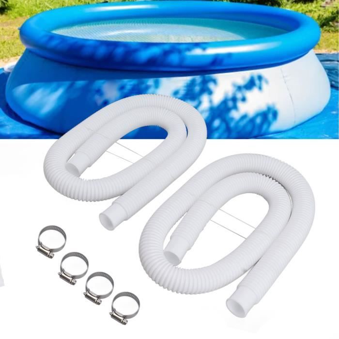 Tuyaux De Piscine 150 Cm – Lot De 2, Diamètre 32 Mm, Avec Clips Métal Et Raccord, Pour Pompe De Filtration
