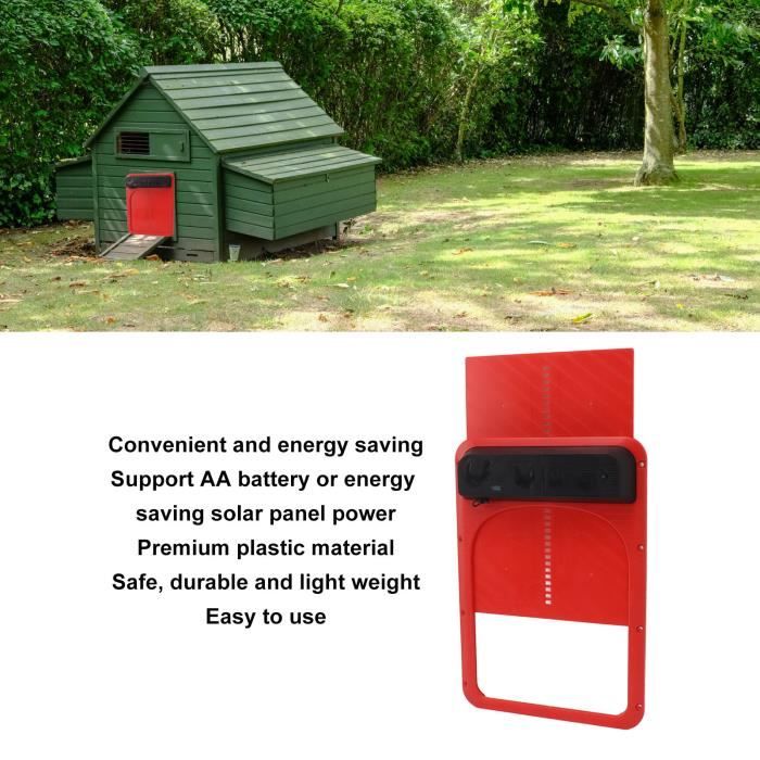 Comparer les prix de Porte automatique pour poulailler - LC044 - Solaire - Capteur de lumière - Rouge - Résistante aux prédateurs