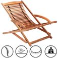 CASARIA® Chaise longue en bois d'acacia Bain de soleil ergonomique avec appui tête Transat jardin Repose pieds amovible-1