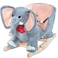 Eléphant à bascule - DEUBA - Siège avec ceinture de sécurité - Peluche douce - Fonction sonore-1