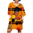 Mini-robe décontractée à manches longues et à manches longues à imprimé africain   LIX201208621ORS-1