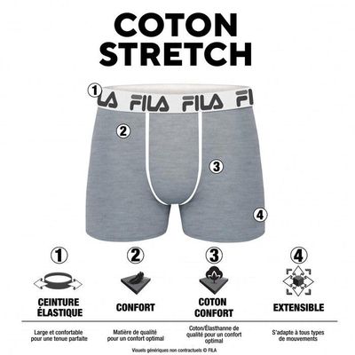 Boxer homme coton FILA Lot de 4 Confort Stretch Noir Noir Cdiscount Pret a Porter